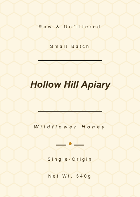 AI-generated Hollow Hill Apiary label: pattern background