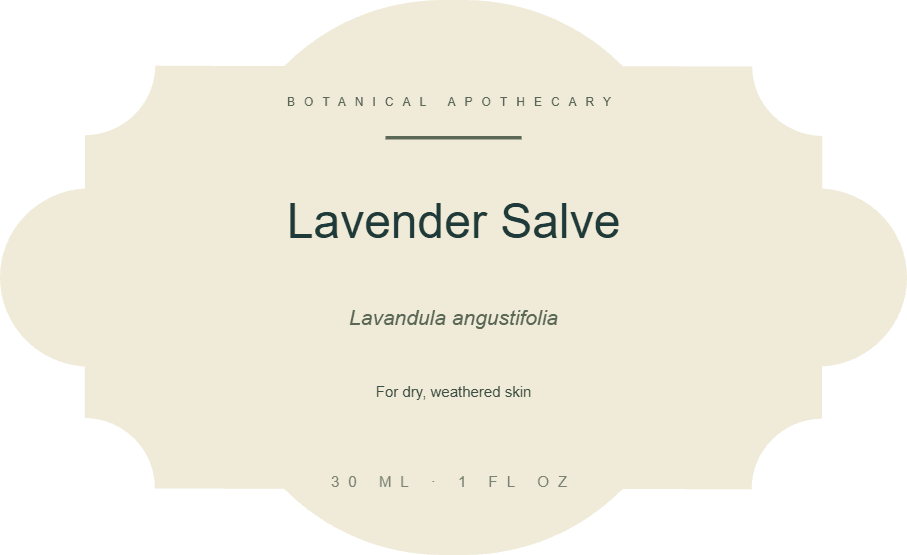 Botanical Apothecary lavender salve label, vintage die-cut