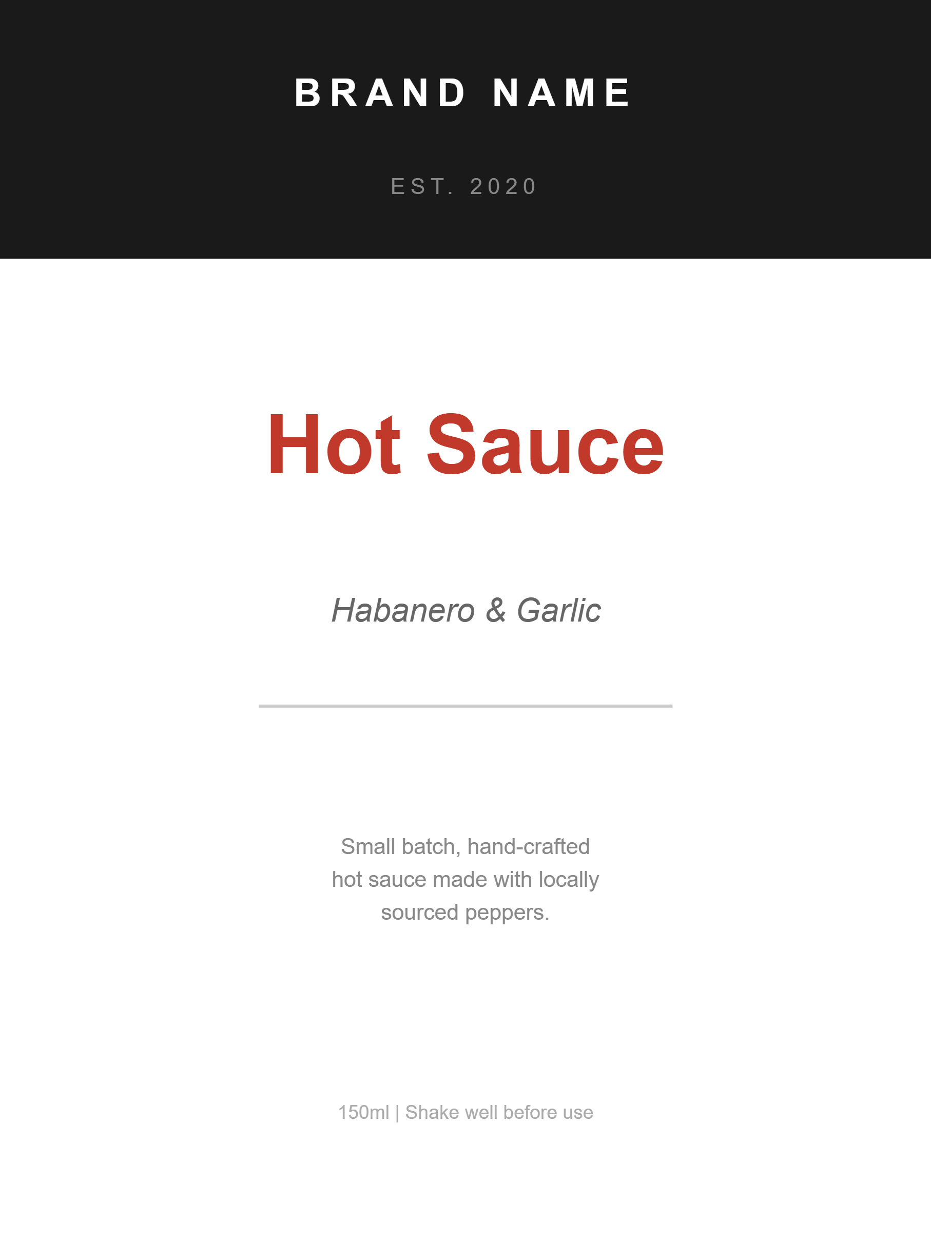 Bottle Label label template, Food & Beverage, 90 × 120 mm