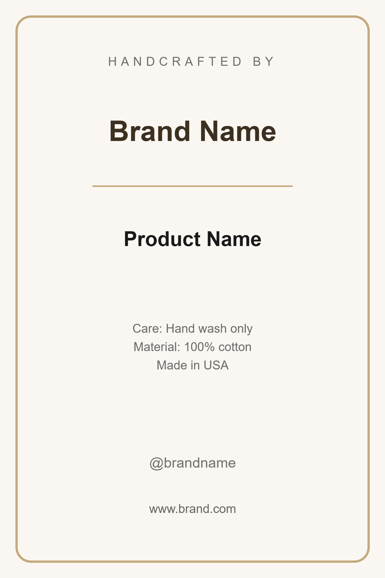 Handmade Product Tag label template, Handmade, 50 × 75 mm