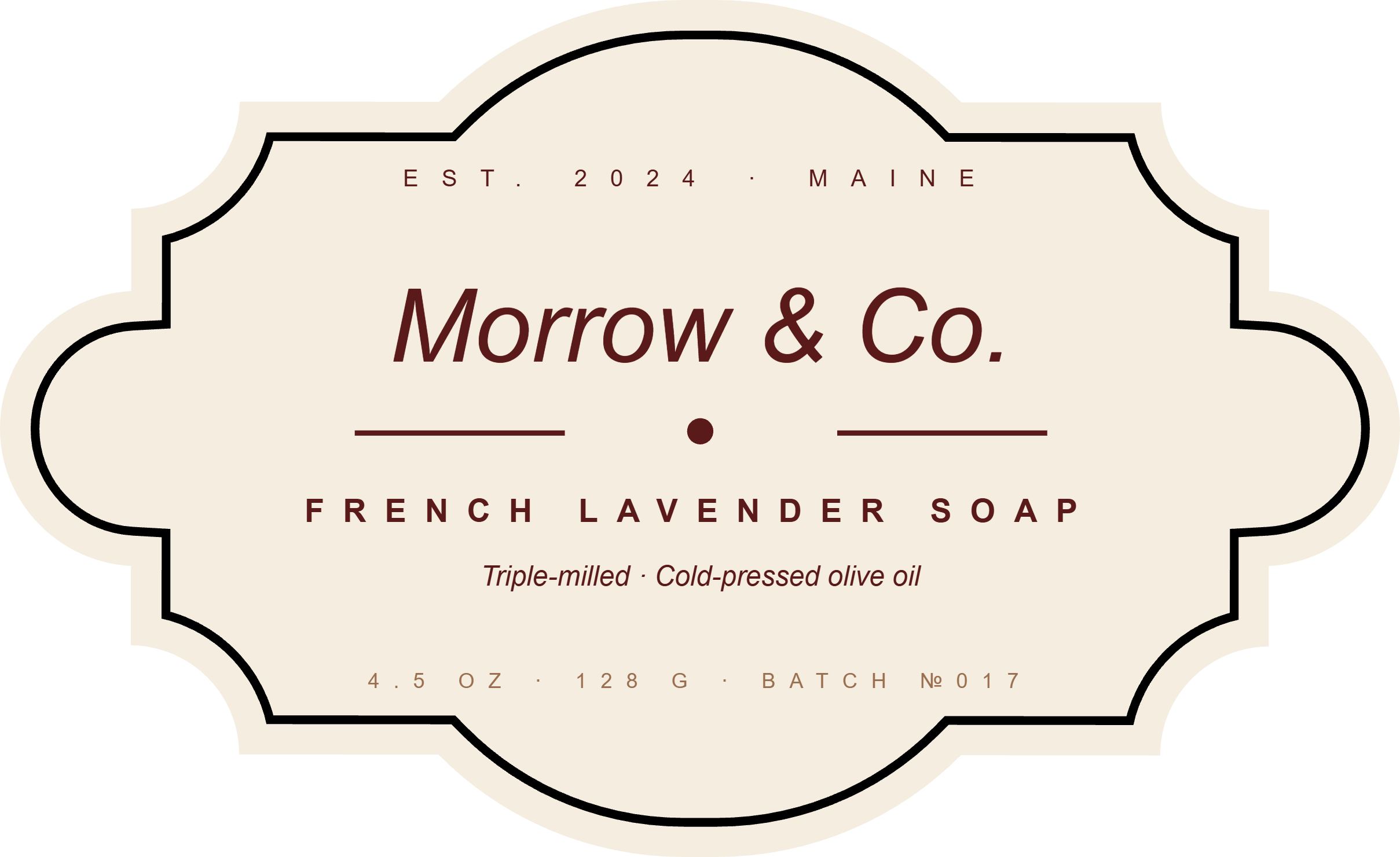 Morrow & Co. Apothecary label template, Beauty, 80 × 49 mm