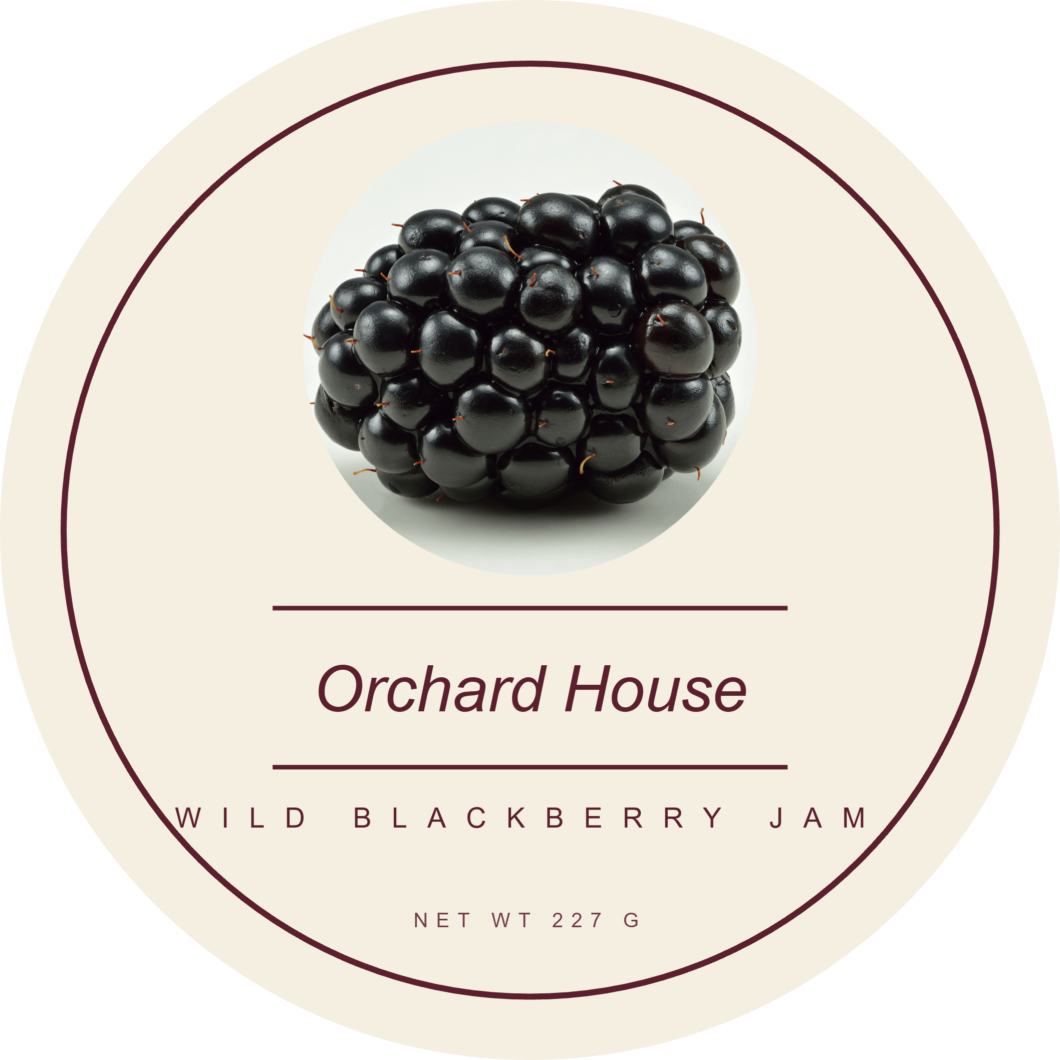 Orchard House Preserves label template, Food & Beverage, 70 × 70 mm