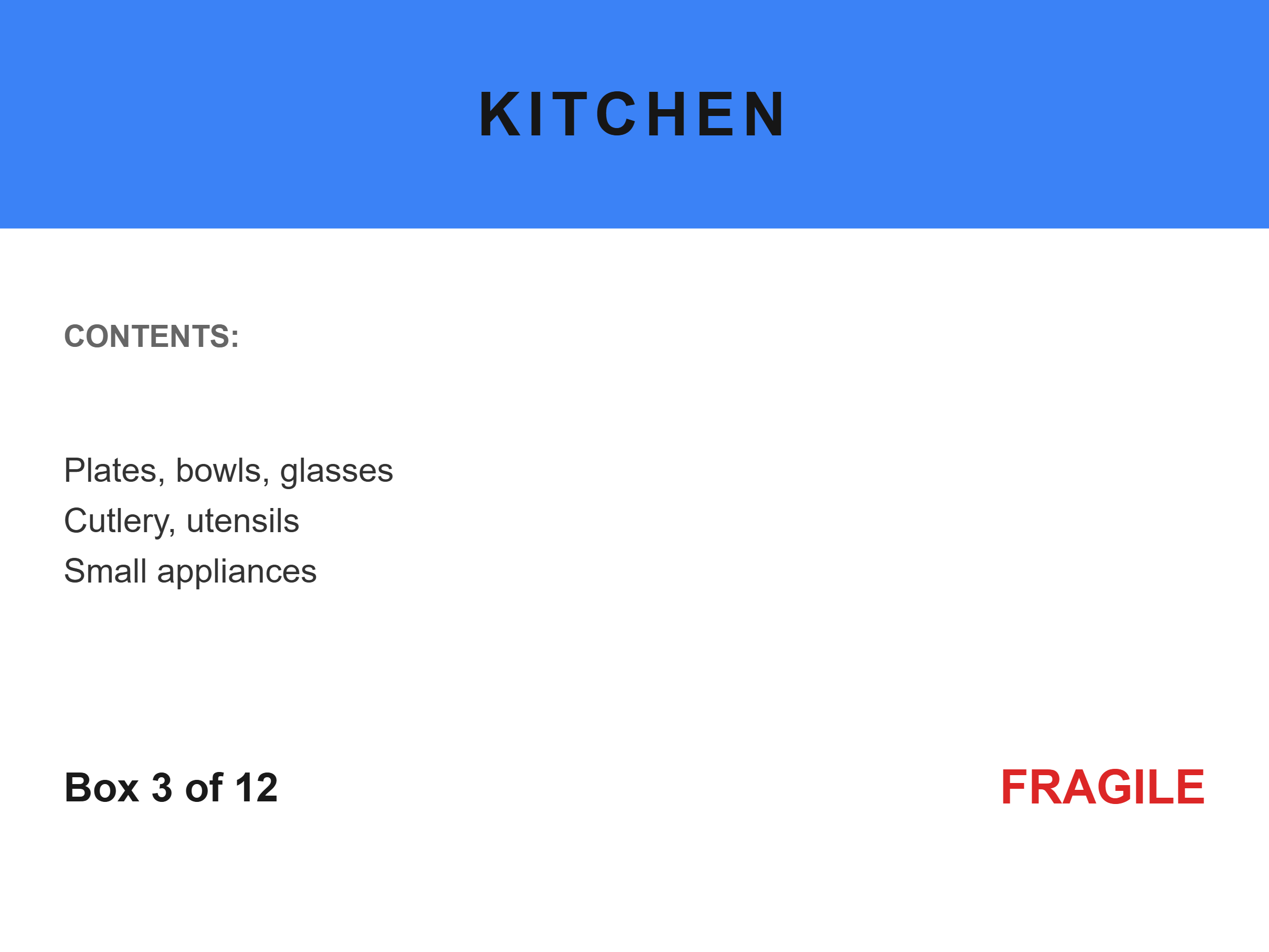 Moving Box Label label template, Home & Kitchen, 100 × 75 mm