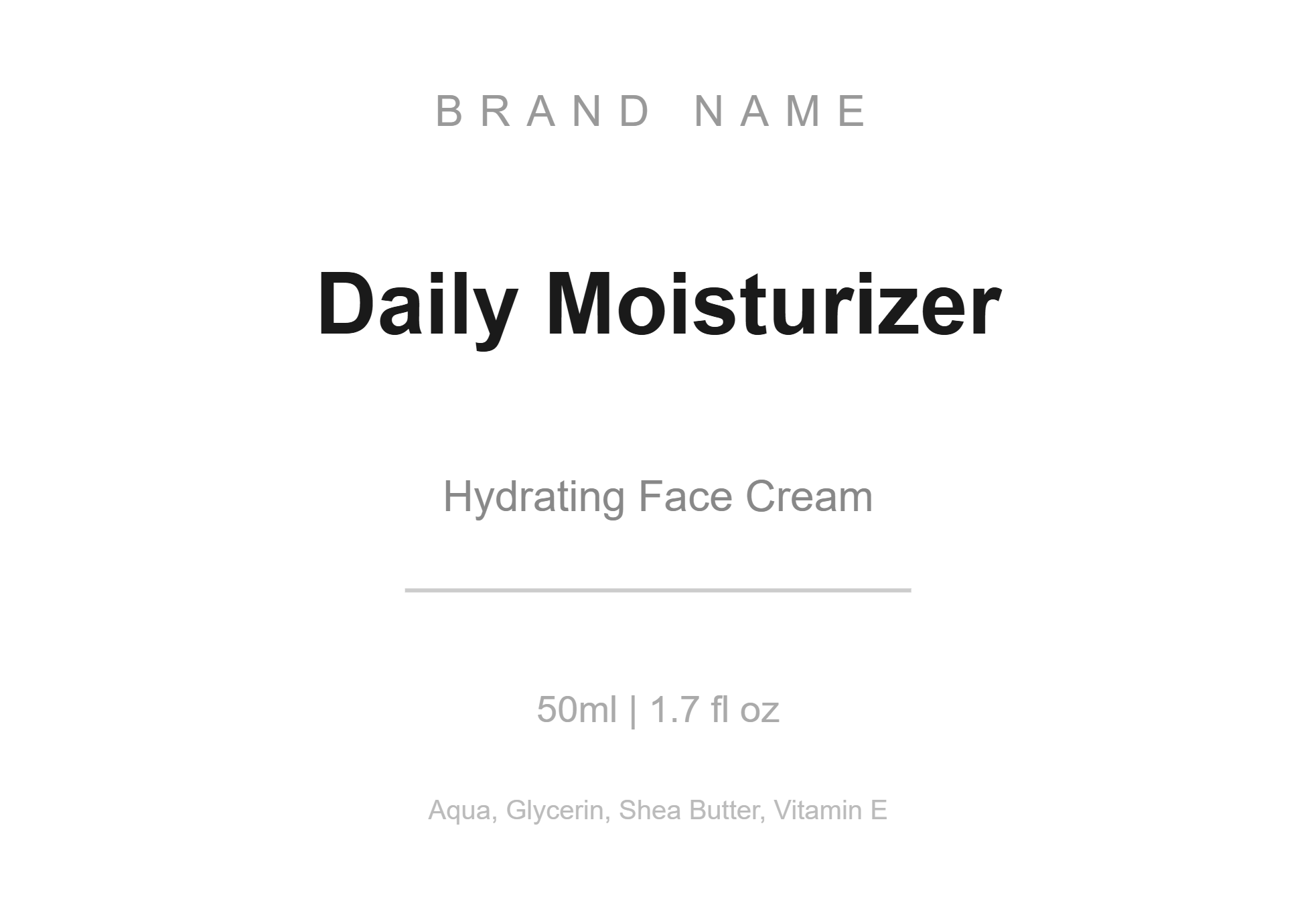 Skincare Label label template, Beauty, 65 × 45 mm