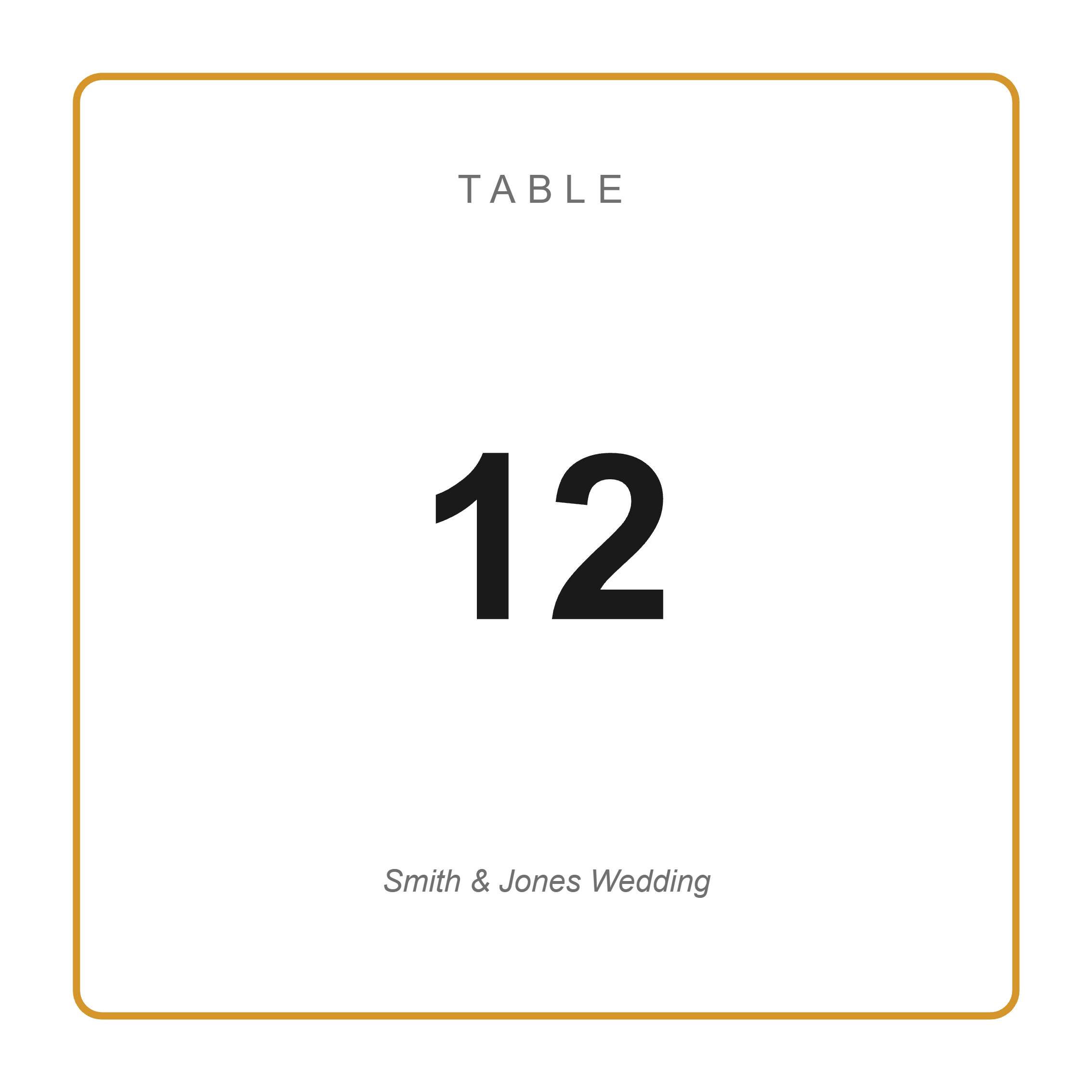 Table Number label template, Events, 75 × 75 mm