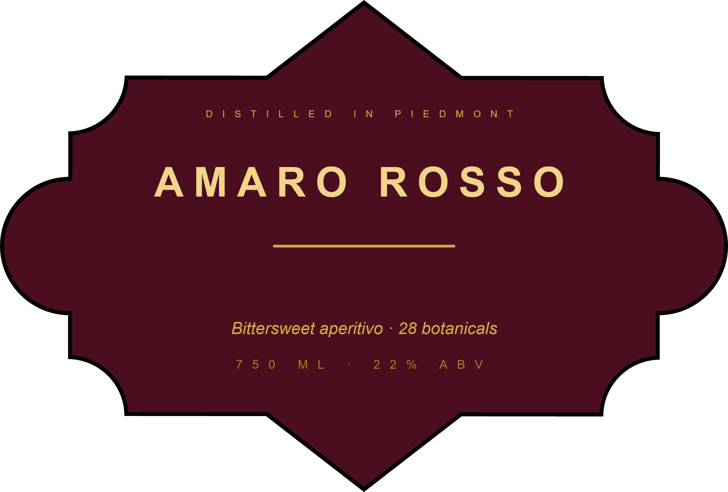 Vintage Amaro Liqueur label template, Shaped, 80 × 54 mm