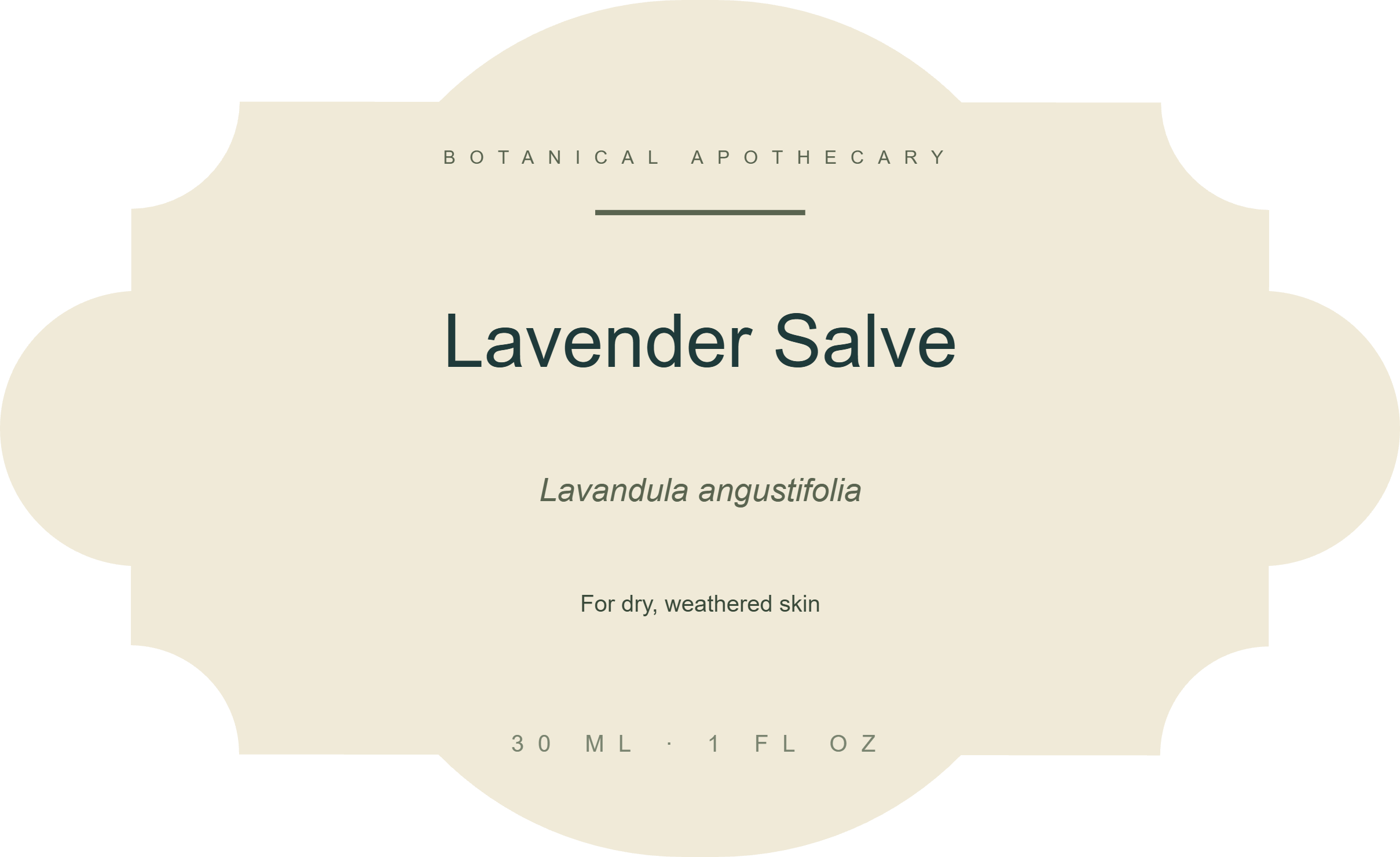 Vintage Apothecary Balm label template, Shaped, 80 × 49 mm