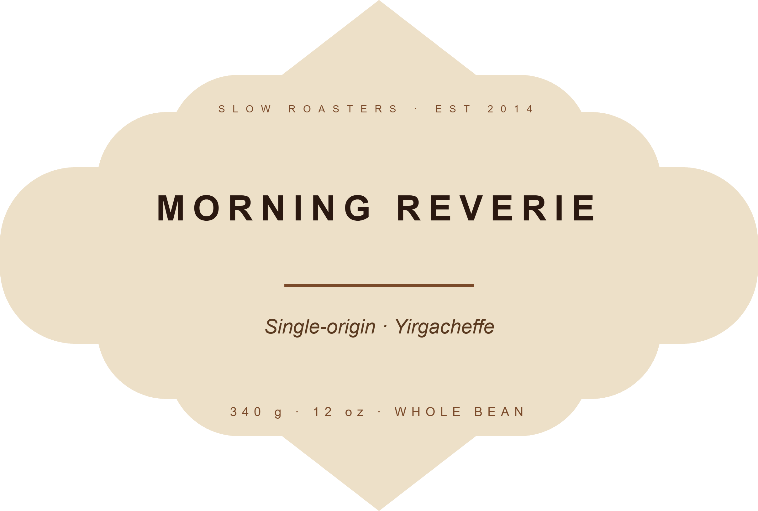Vintage Slow Roasters label template, Shaped, 80 × 54 mm
