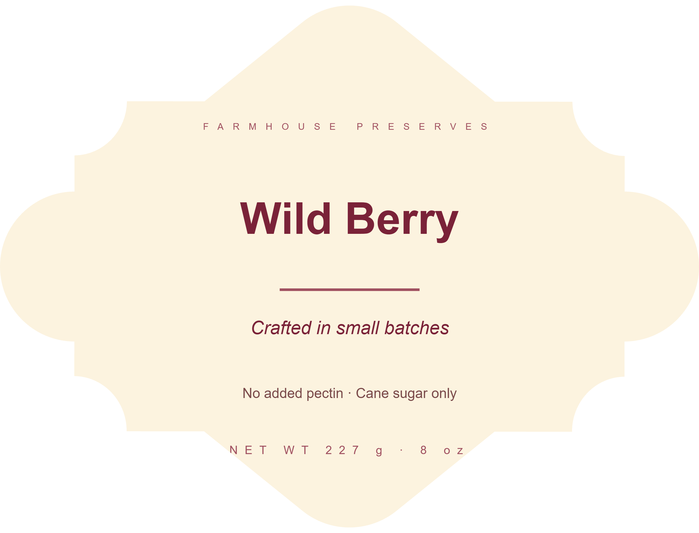 Vintage Farmhouse Preserve label template, Shaped, 80 × 61 mm