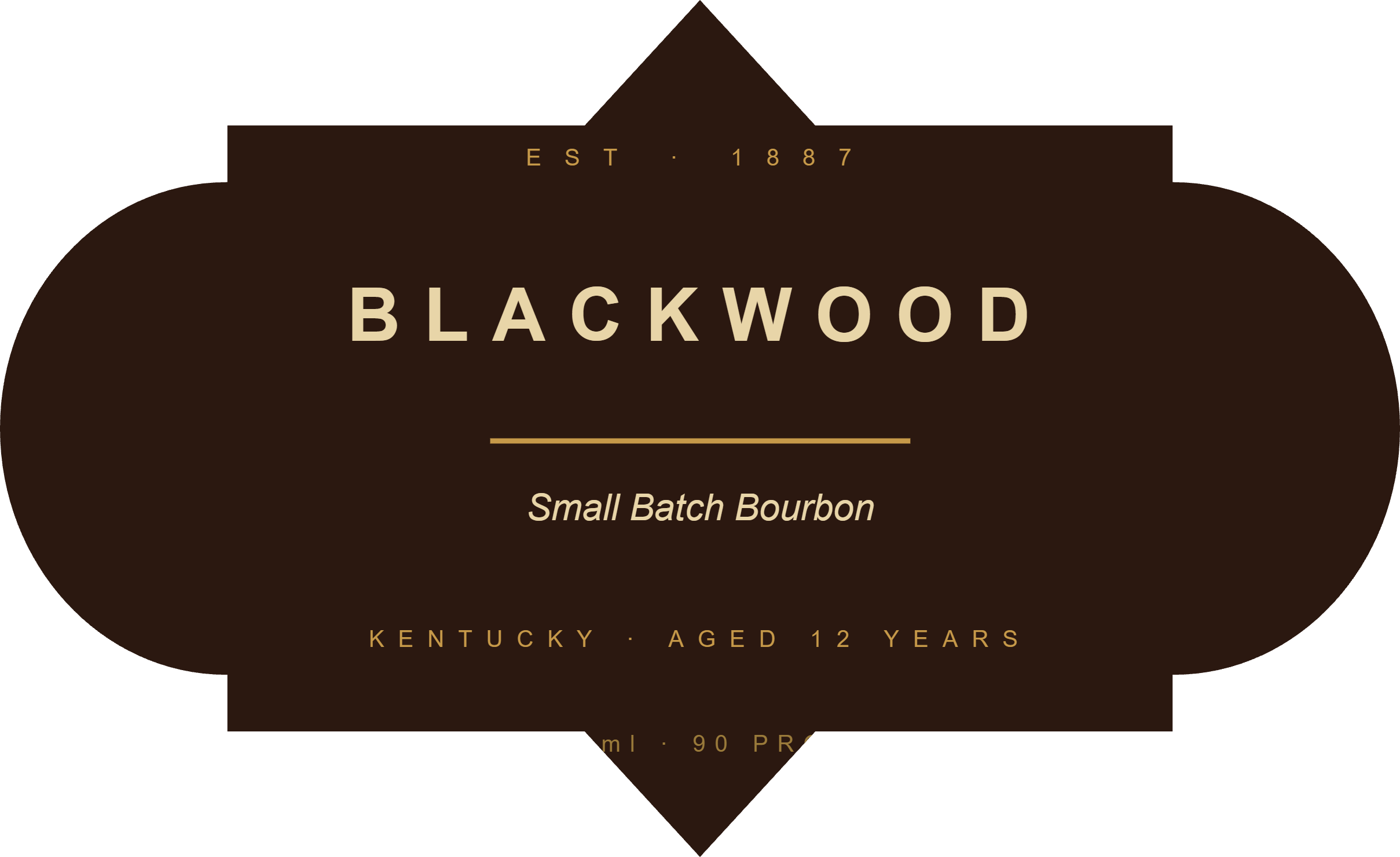 Vintage Bourbon Whiskey label template, Shaped, 80 × 49 mm